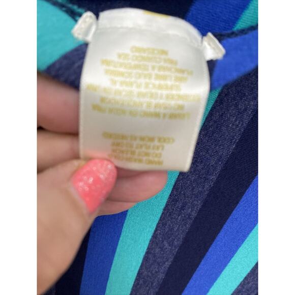 MATTY M Size Large Elasticated Waist Striped Teal Black Long Length MAXI SKIRT - Picture 9 of 10